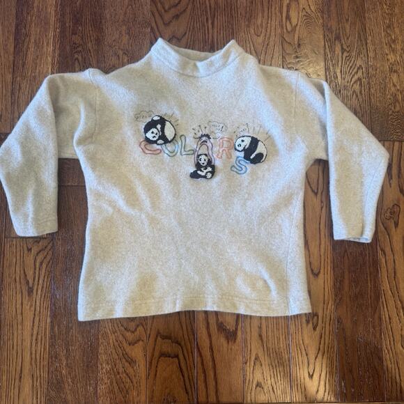 VTG United Colors of Benetton Womens 34" Lambswool Short Sweater 90's Panda - Picture 9 of 16